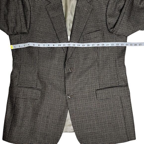 Oak Creek Lambswool Blazer Mens 46L Brown Houndstooth Checked Dillards Vintage - Picture 12 of 16